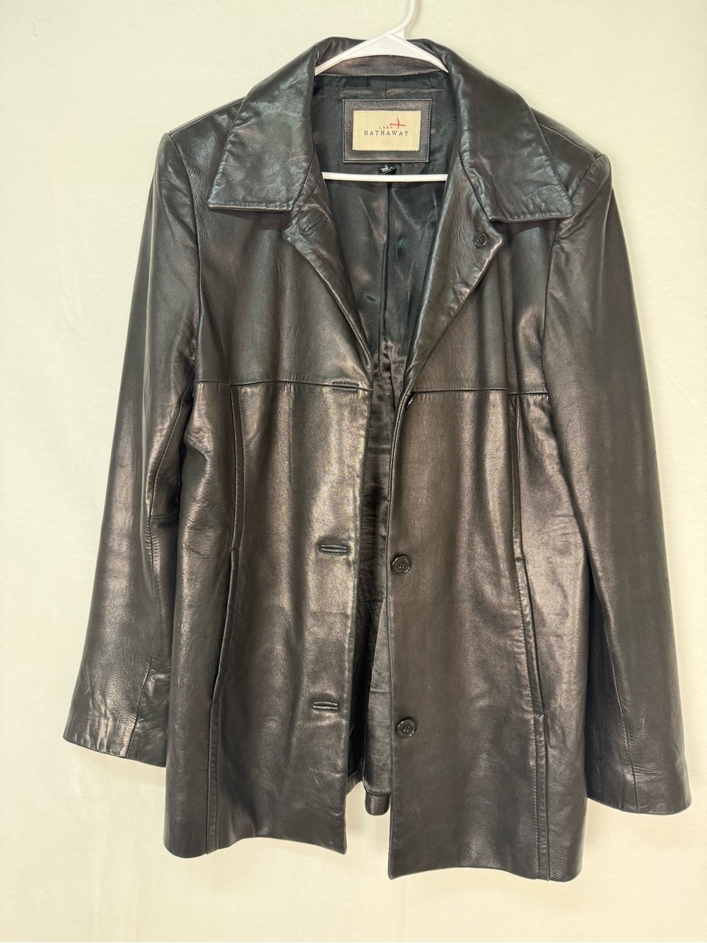 Hathaway Women's Black Leather Button-Front Coat